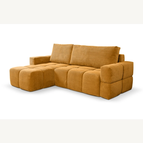 Fumo Komfortowa sofa narożna pikowana Tkanina Onega 19